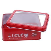 LOLIPPYY Valentines Day Metal Cookie Storage Box Red Tinplate Sweet Treat Container