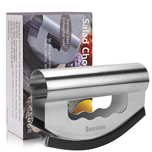 Mezzaluna Chopper Samshow Salad Chopper knife with Double Blade Protective Covers Stainless