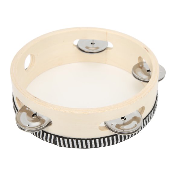 Tambourin pour Enfants, Tambourin Portatif en Bois 154mm Tambourin Portatif Artisanat Supérieur