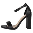 thumbnail image 2 of Delicious Women Thick Block Chunky High Heels Ankle Strap Open Peep Toe Reseda-S Black PU 5.5, 2 of 3