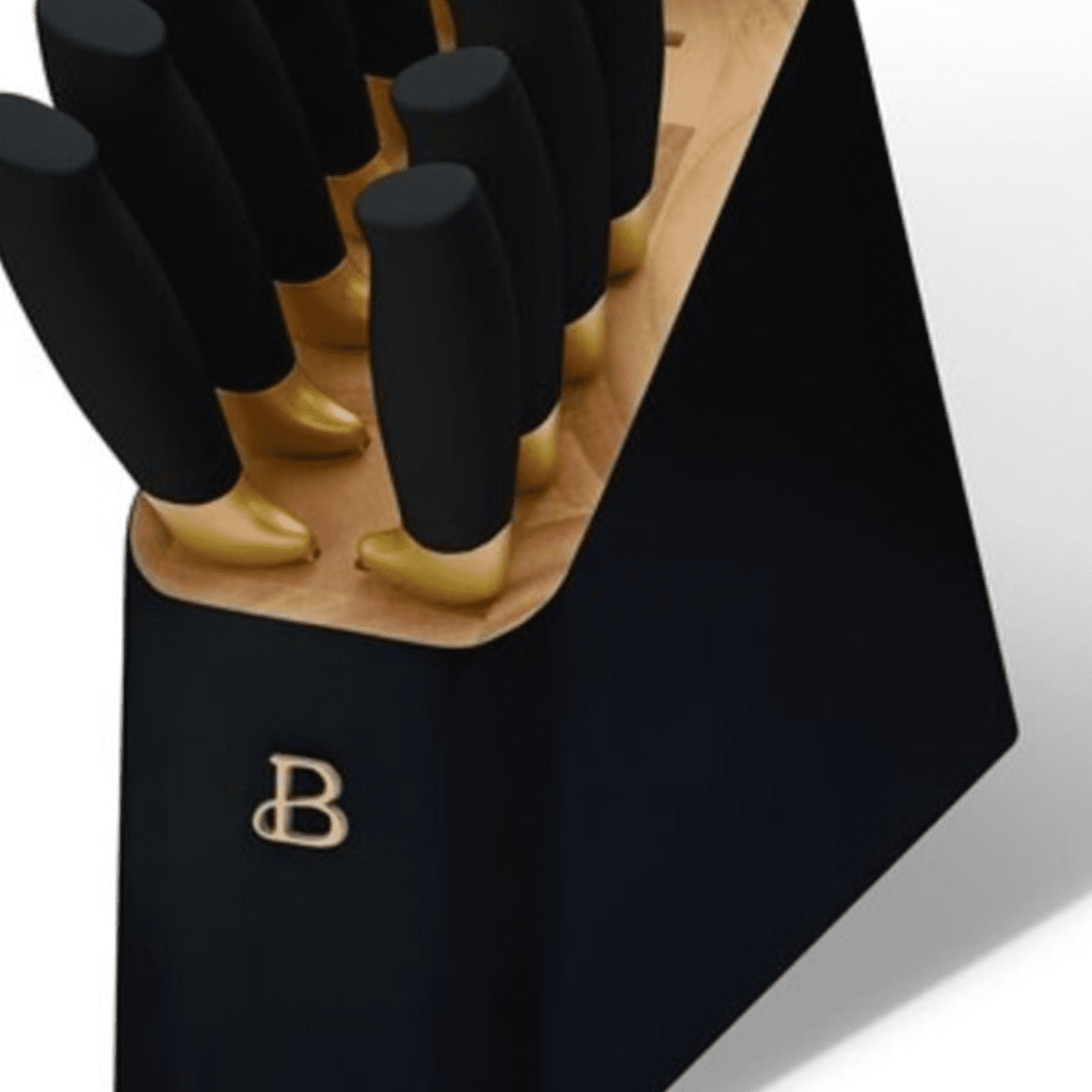 Beautiful 12 Piece Knife Block Set with Soft-Grip Ergonomic Handles White  and Gold by Drew Barrymore