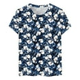 thumbnail image 3 of cocolona Womens Summer Short Sleeve Tops Casual Loose Floral Print Basic T-shirts Crew Neck Tees Trendy Blouse, 3 of 4