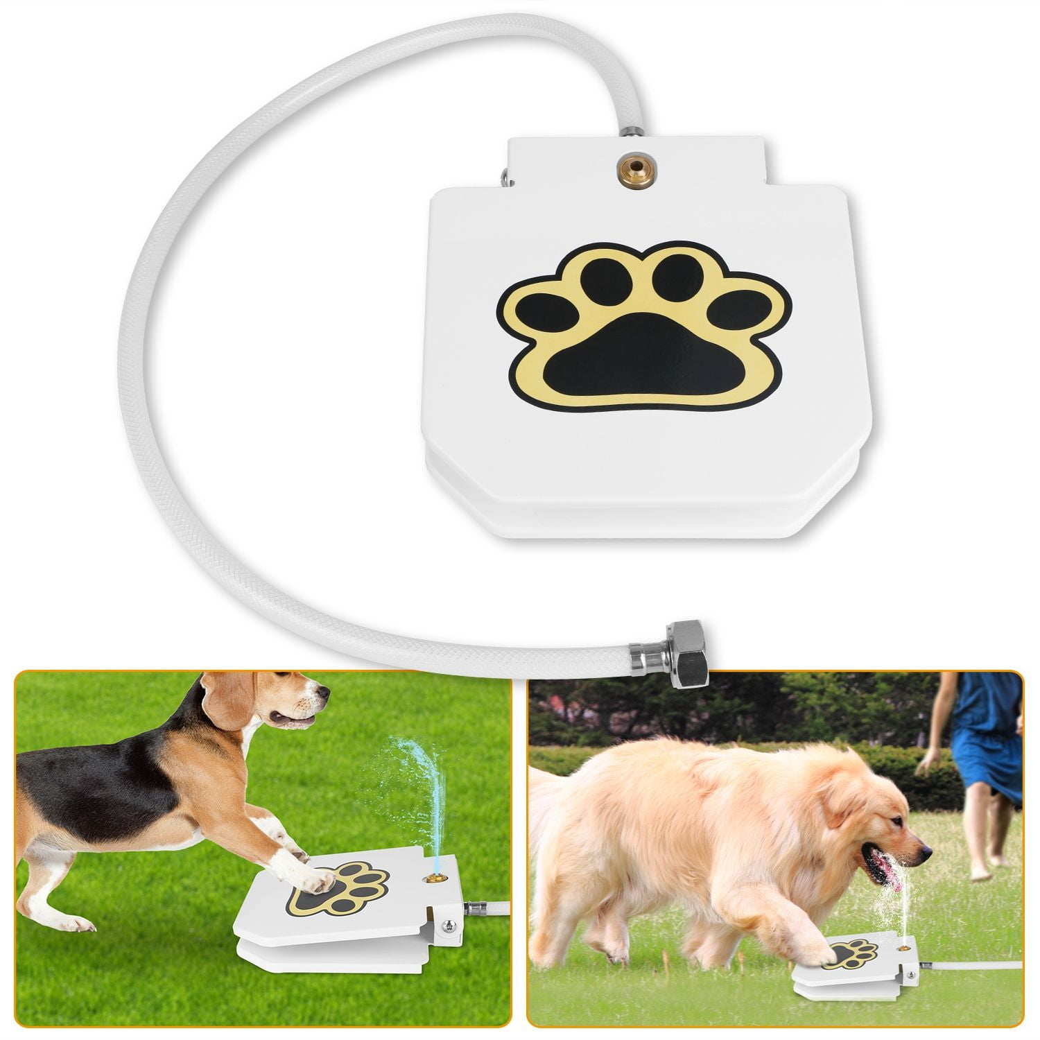 Outdoor Dog Water Fountain, Step-On Activated Pet Water Dispenser, Interactive Paw Pedal Sprinkler for Dogs, Automatic Fresh Water Feeder