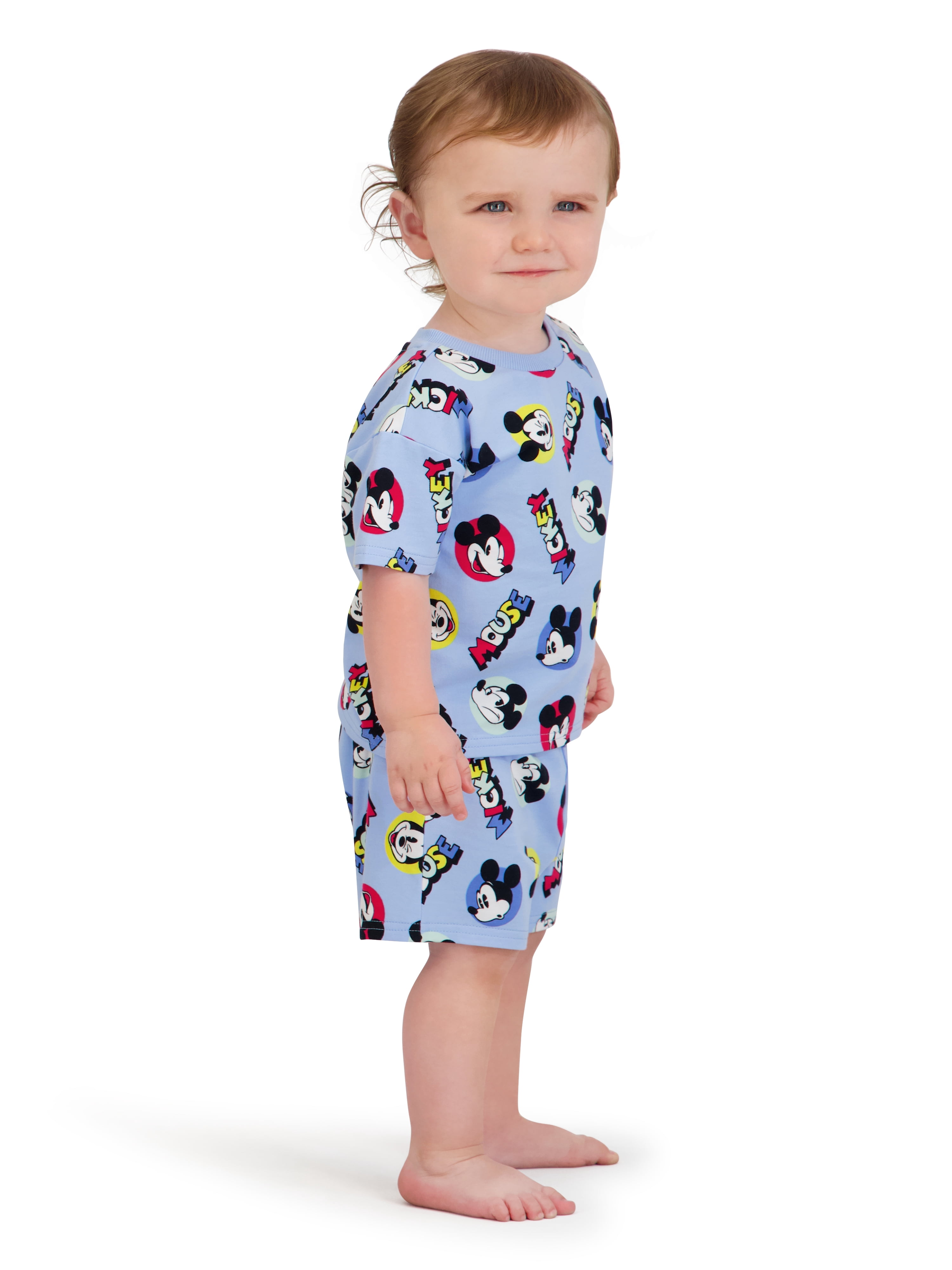Mickey Mouse Baby Boy 2 Piece French Terry Short Set, Sizes 0-24 Months