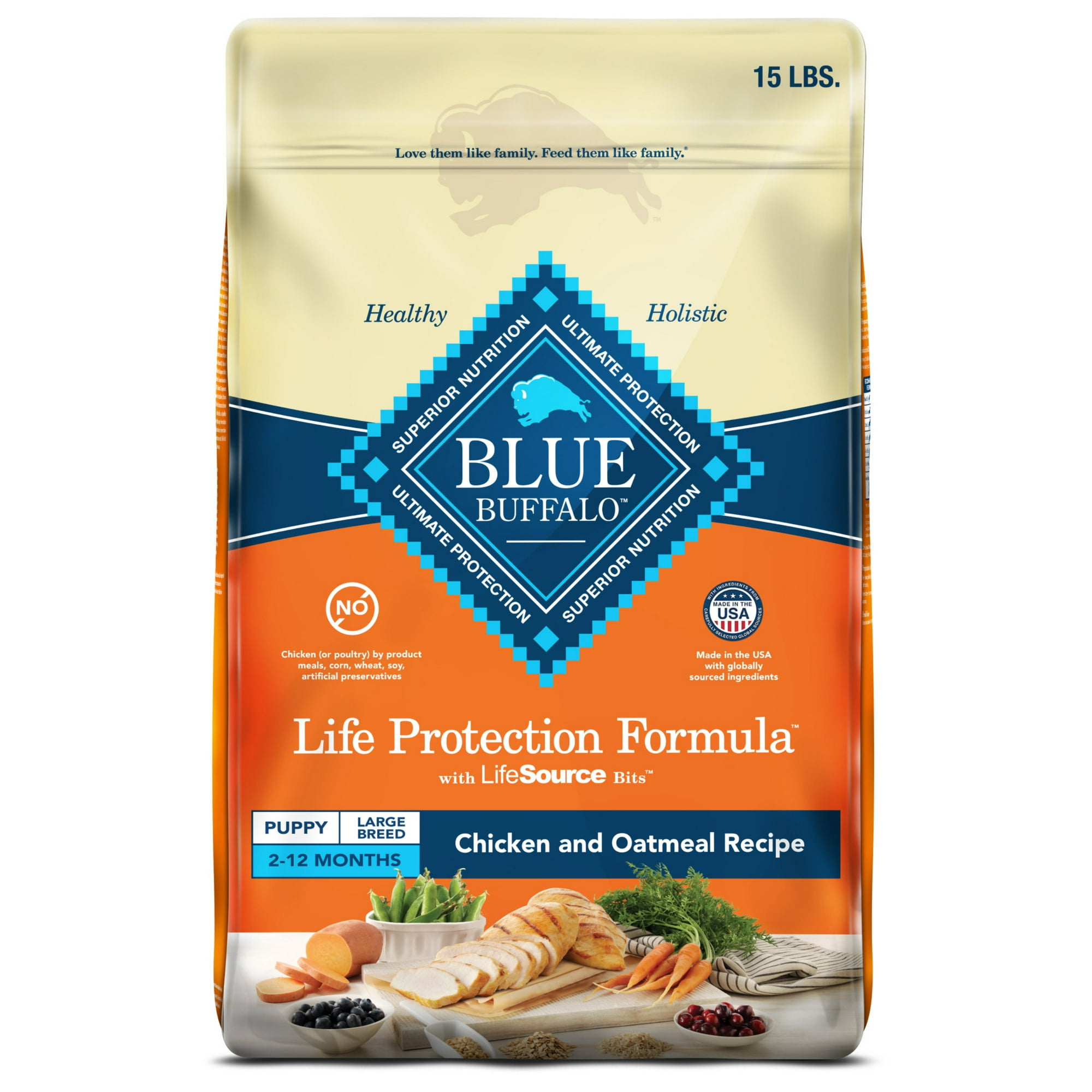 Blue Buffalo Life Protection Large Breed Puppy Dry Dog Food Chicken & Brown Rice 15lb Bag