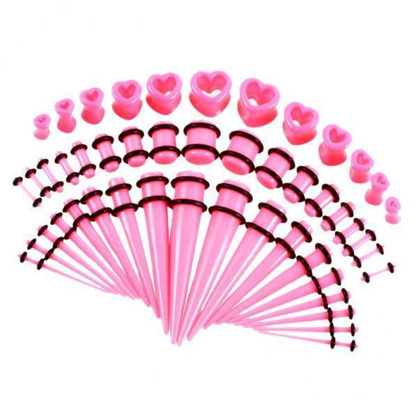 2x48 Uds. Expansores De Acrílico Para Oreja, Expansores De Oreja, Tapones Para Túneles De Corazón, Color Rosa Zulema Ensanchadores de oreja Tapones cónicos