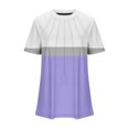thumbnail image 4 of Womens Plus Size Summer Tops, Short Sleeve Shirts for Women Fashion Pleated Color Patchwork Crewneck T-Shirts, 4 of 4