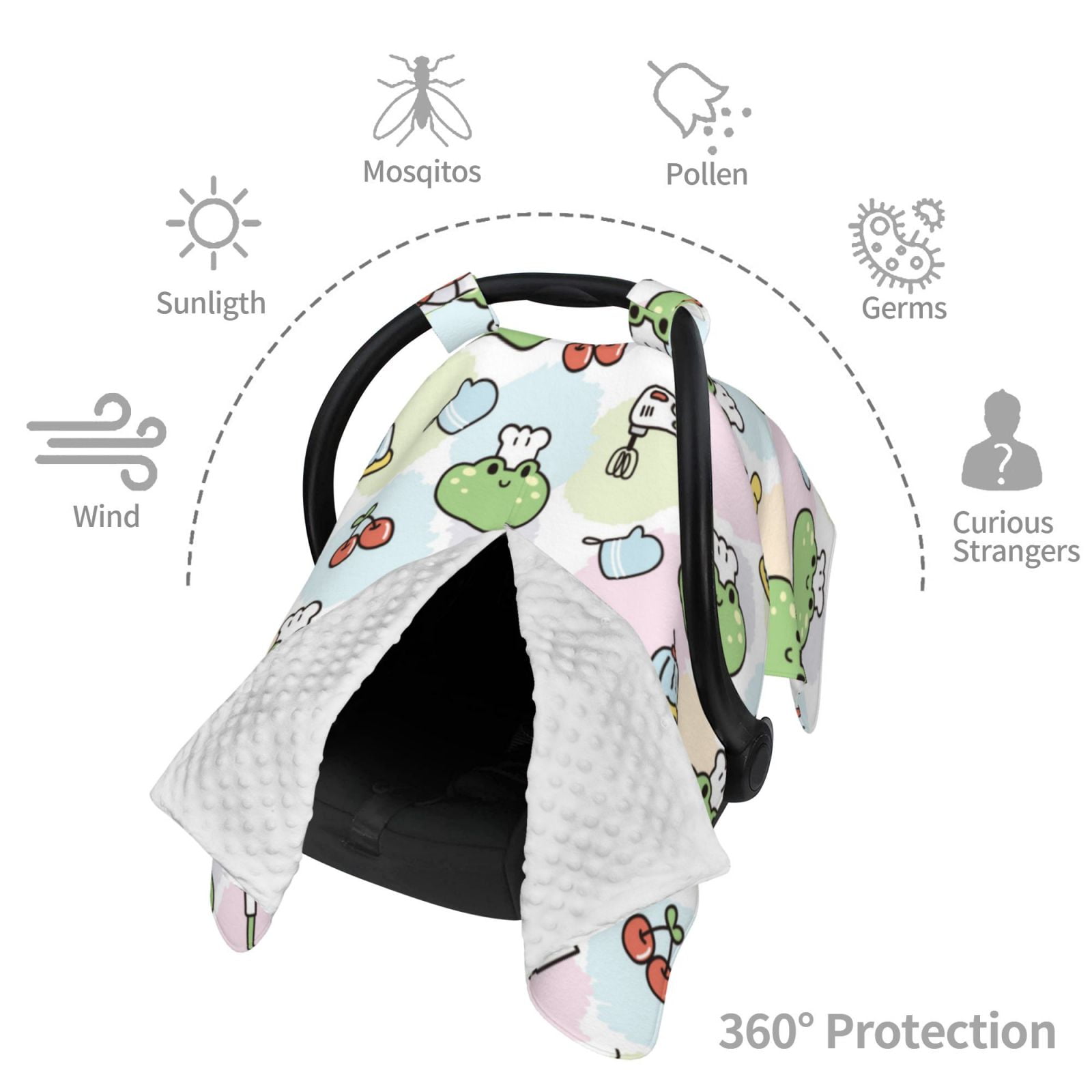Car Seat Cover Baby - Frog Wear Chef Hat Breathable Infant Car Seat Cover for Baby Carseat, Lightweight Comfort Baby Essentials Must Haves Newborn Stuff for Girl Boy