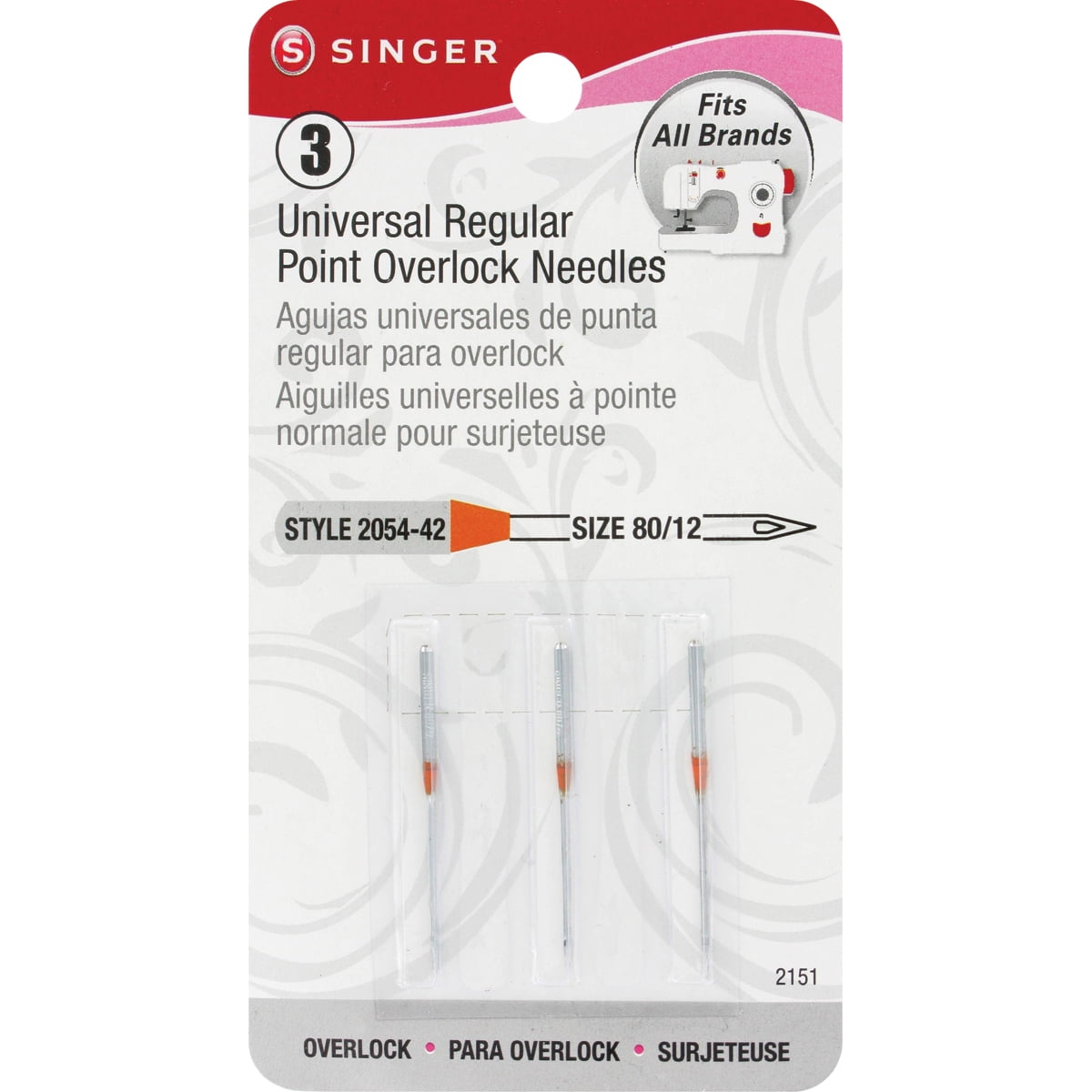 Needles for SINGER OVERLOCK 1 Pack 10 Needles 2054 #12//80