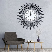 YIYIBYUS 3D Large Nordic Wall Clock - Black, 24 inches, Silent Quartz Movement, Exquisite Metal Watch Fashion, Decorative Living Room Home - Unisex