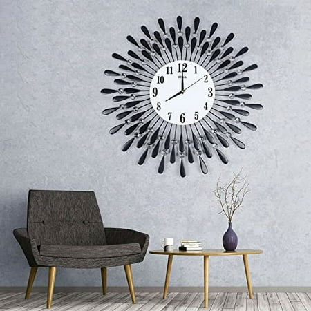 YIYIBYUS 3D Large Nordic Wall Clock - Black, 24 inches, Silent Quartz Movement, Exquisite Metal Watch Fashion, Decorative Living Room Home - Unisex
