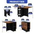 thumbnail image 4 of ModFusion Dining Table Set, 3in1 Forms Adjustable and Movable Folding Table with 4 Storable Chair, 2 Rack Shelves, 4.5x2.6x2.4 ft Drop Leaf, Rolling Wheels, Black and Brown, 4 of 9
