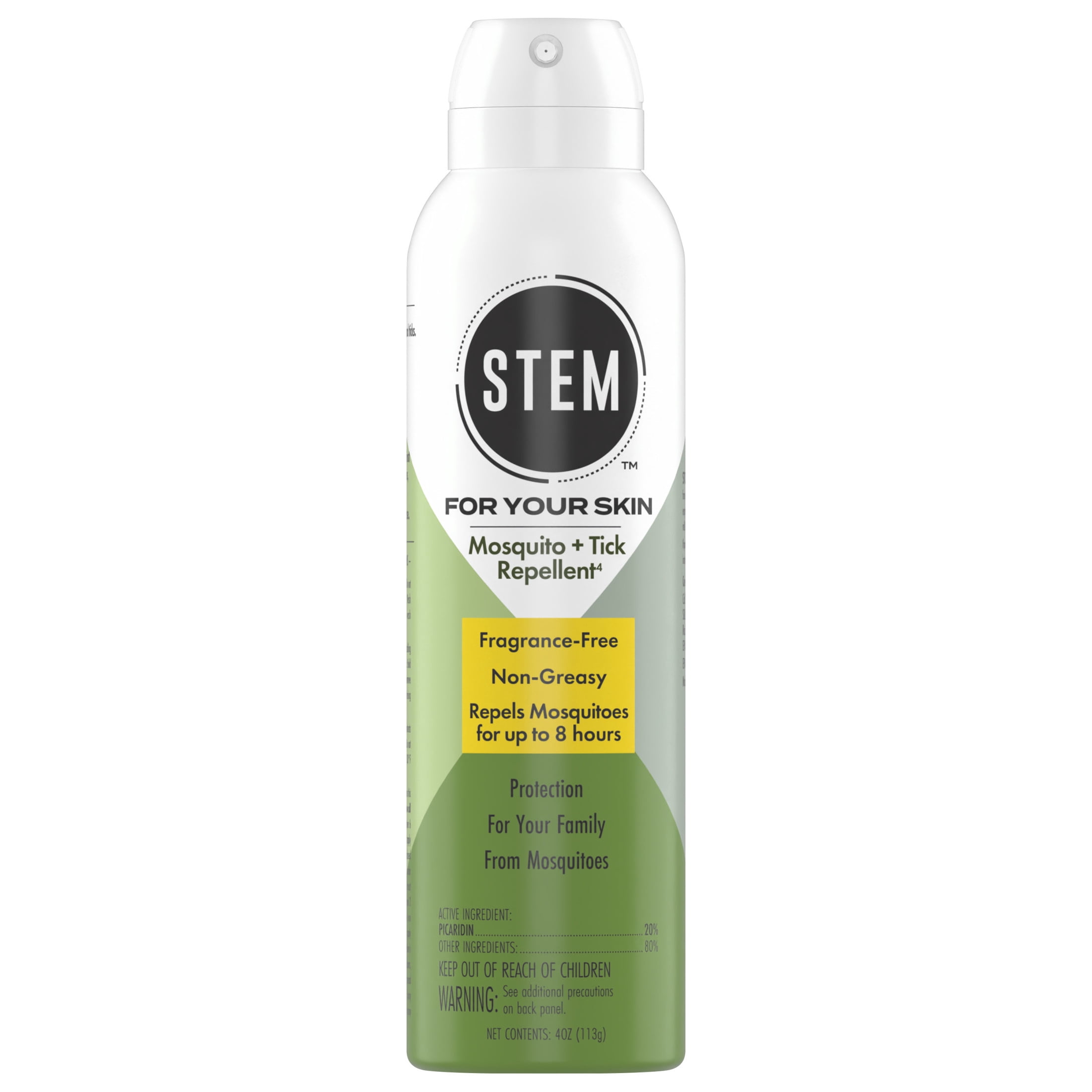 STEM Mosquito & Tick Repellent Bug Spray For Your Skin, Fragrance-Free, 4 oz