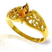 Galaxy Gold 14K Yellow Gold Natural Marquis-Shaped Citrine Filigree Solitaire Ring - November Birthstone - Warmth & Prosperity - Sizes 5.5 to 11 - Fine Jewelry for Women