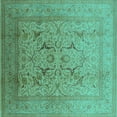 thumbnail image 1 of Ahgly Company Indoor Square Oriental Turquoise Blue Industrial Area Rugs, 5' Square, 1 of 4