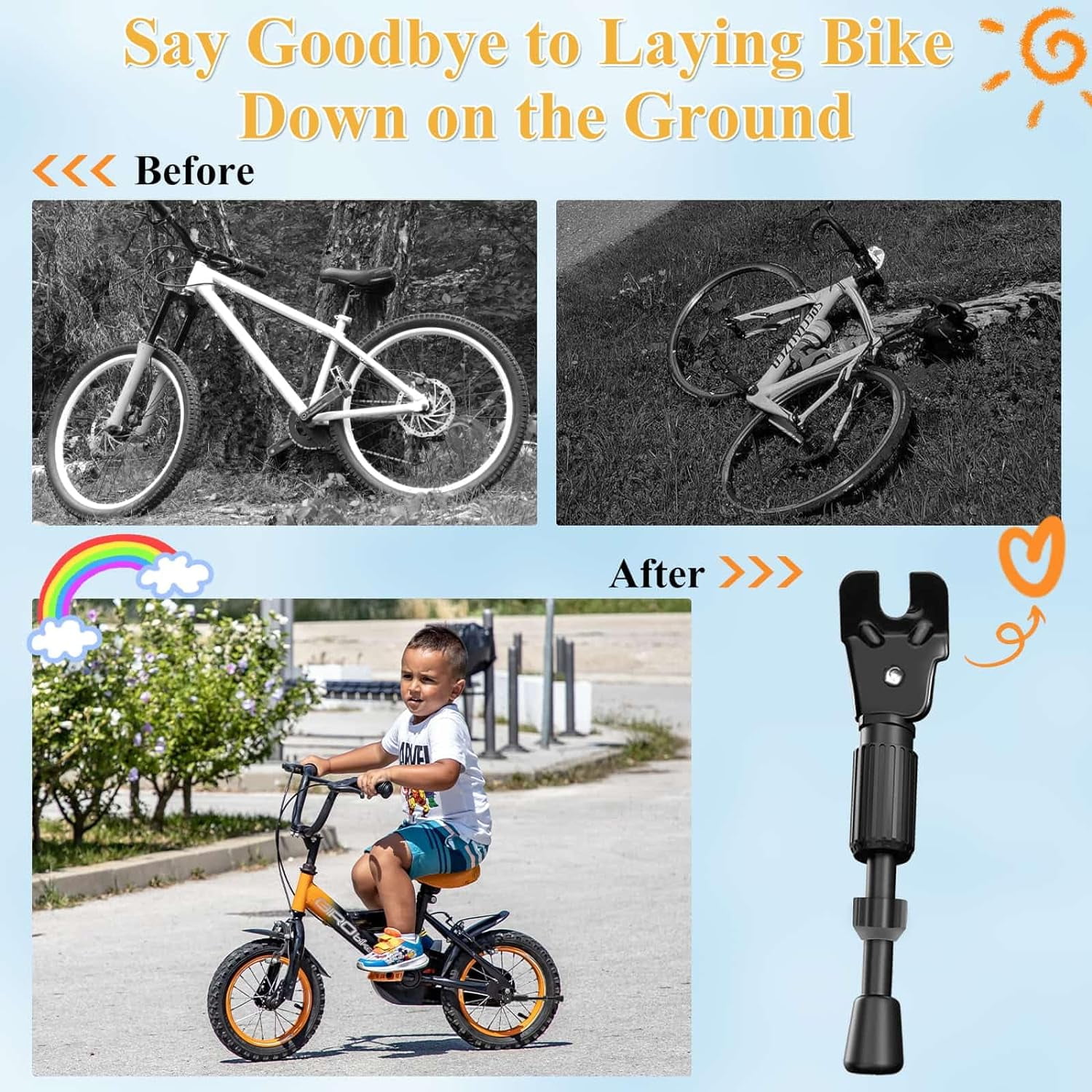 SEISSO Adjustable Kickstand for Bikes 12 20 Wheel Size Premium Steel Rear Mount Stand Walmart