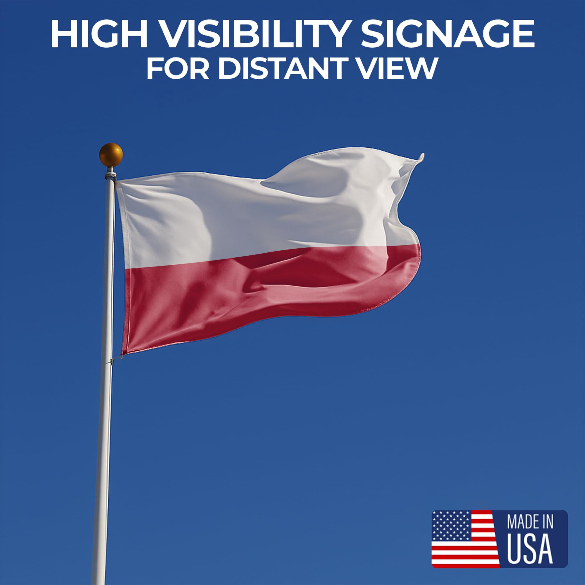 Poland Outdoor Flag (3x5ft) by DreamController - Durable, Fade-Resistant Polyester, Double-Stitched, Brass Grommets - HD Printed Eastern Europe Flag - Made in USA