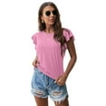thumbnail image 4 of JWD Summer Ruffle Short Sleeve Knit Tunic Tops Shirts Tank Tee Blouse, 4 of 7