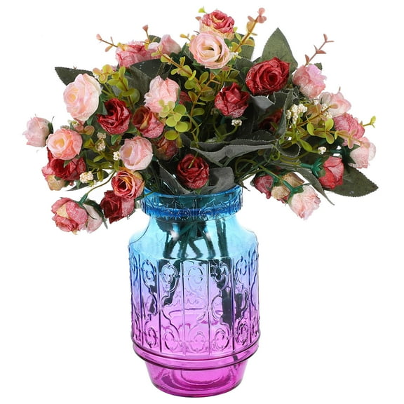 OUNONA  Colorful Vase Embossed Glass Living Room Decoration Artistic