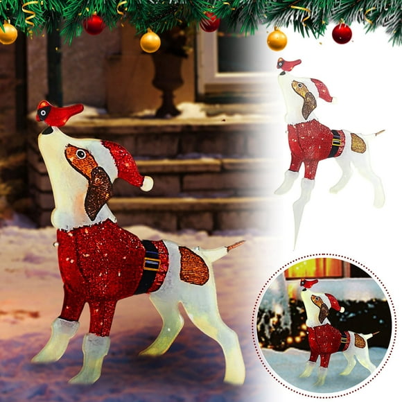 LSLJS Lighted Christmas Animals, Glittering Animals With Strip Lights for Outdoor Patio Decoration, Artificial Pre-lit Christmas Decorative LED Lights, Decorative Lights on Clearance