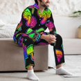 thumbnail image 7 of Naloa Bright Mushrooms Men’s Pajamas Set - Long Sleeve Button Down Sleep Shirt and Pajama Bottoms Sleepwear Set-XX-Large, 7 of 7