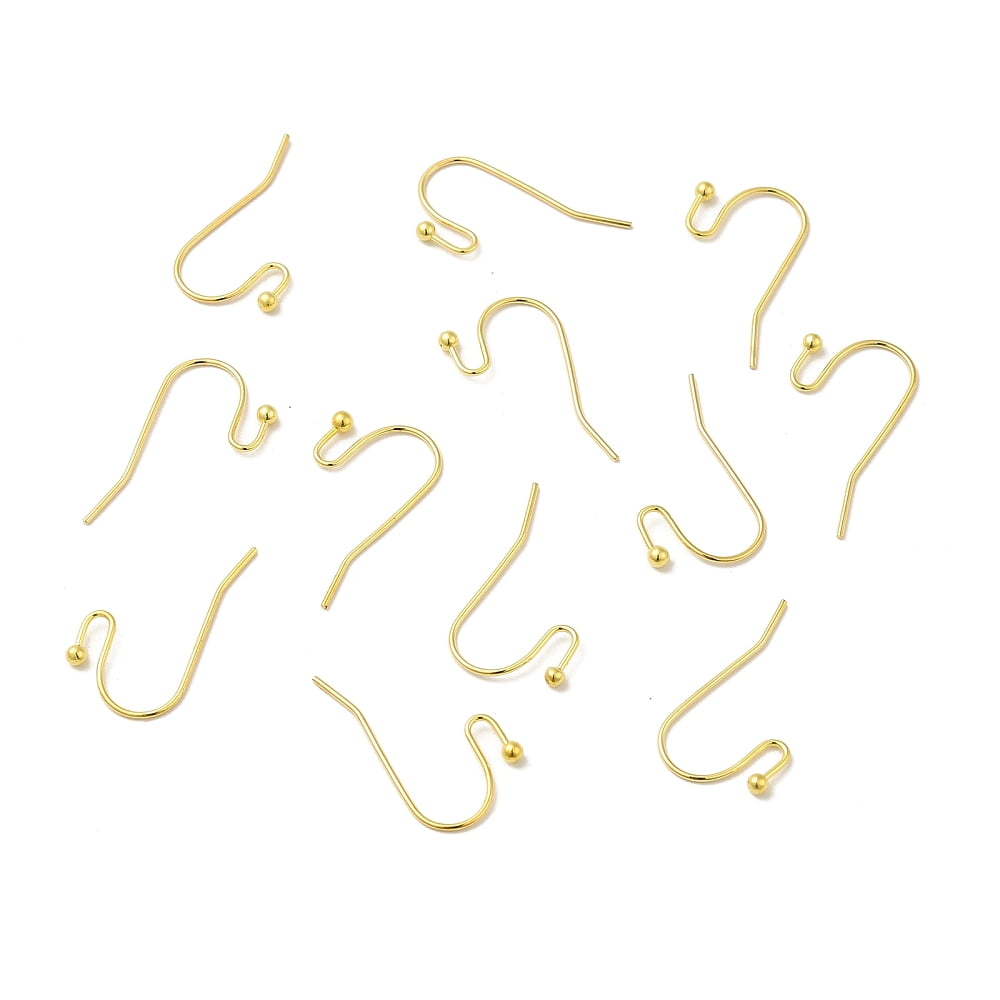 2000pc Brass Earring Hooks Ear Wire Lead Free and Cadmium Free Golden Size: 11mm wide 22mm long 0.75mm thick Ball: 2mm in diameter
