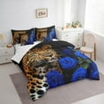 thumbnail image 3 of Feelyou Cheetah Leopard Wildlife Bedding Comforter Set 7-Piece, Romantic Anniversary King Bedding Sets, Dreamy Rose Floral Bed Sheets, Lightweight Room Decor, 3 of 7