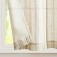 thumbnail image 6 of Curtainking Striped Kitchen Curtains Linen Cafe Curtains Semi-Sheer Farmhouse Tier Curtains 24 inch 2 Panels Short Curtains Rod Pocket Taupe on Beige, 6 of 8