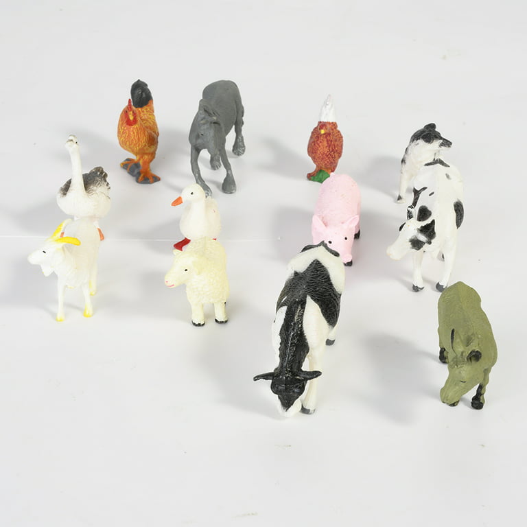 Set of 10 Farm Animal Figurines - Cute Little Animal Figures for Decoration / Gifts or Party Favors
