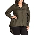 thumbnail image 1 of City Chic Womens Autumn Spell Button Down Blouse, Green, Plus Size, M/18W, 1 of 1