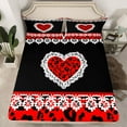 thumbnail image 2 of jejeloiu Valentine'S Day Gifts Full Size Sheets,Chic Leopard Print Bed Sheets,Red Black Sheet Sets For Girls Kids,Luxury Bedroom Decor,4 Pieces, 2 of 7