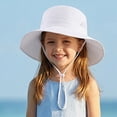 thumbnail image 2 of CAUYDY 6-18 Months Toddler Wide Brim Sun Hats 5T 6T 7T Kids UPF 50+ Sun Protection Bucket Cap 2T 3T 4T Baby Girls & Boys Cute Adjustable Beach Hat (Sizes 1-3 Years,White), 2 of 5