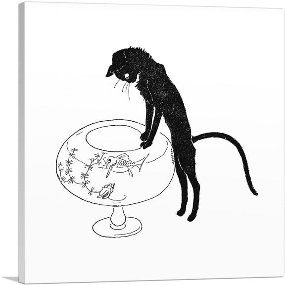ARTCANVAS Cats - Pictures Without Words 1898 Canvas Art Print by Theophile Steinlen - Size: 12" x 12" (1.50" Deep)