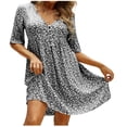 thumbnail image 1 of Birdeem Women Summer V-Neck Solid Short Button Gentle Temperament Floral Dress, 1 of 6