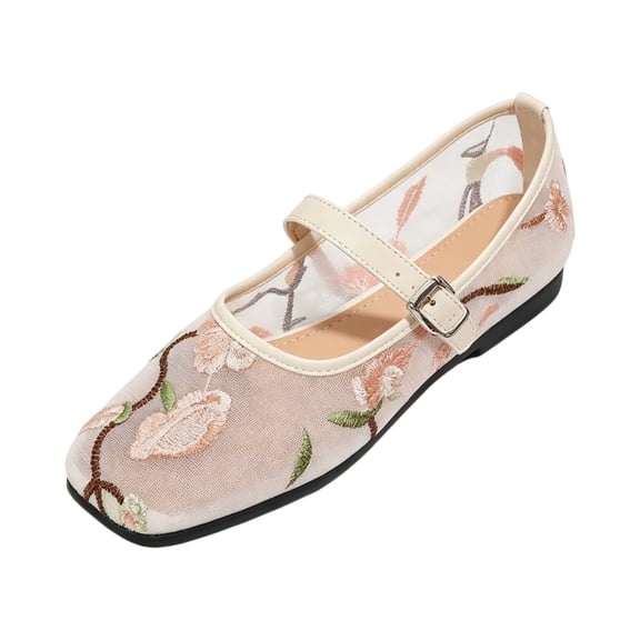 LTTVQM Orthopedic Sneakers for Women Slip on Arch Support Square Toe Floral Embroideried Diabetic Breathable Mesh Walking Shoes Non-Slip Soft Athletic Shoes White 35(US-5)