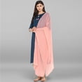 thumbnail image 3 of Janasya Indian Keyhole Neck 3/4 Sleeve Solid Turquoise Blue Rayon Kurta With Pant And Dupatta For Women, 3 of 12