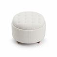 thumbnail image 5 of EOP 25" Round Storage Ottoman, Modern Tufted Fabric Footrest Stool With Reversible Tray Lid, Solid Wood Legs, Multifunctional Coffee Table For Living Room, Bedroom, Beige, 5 of 16