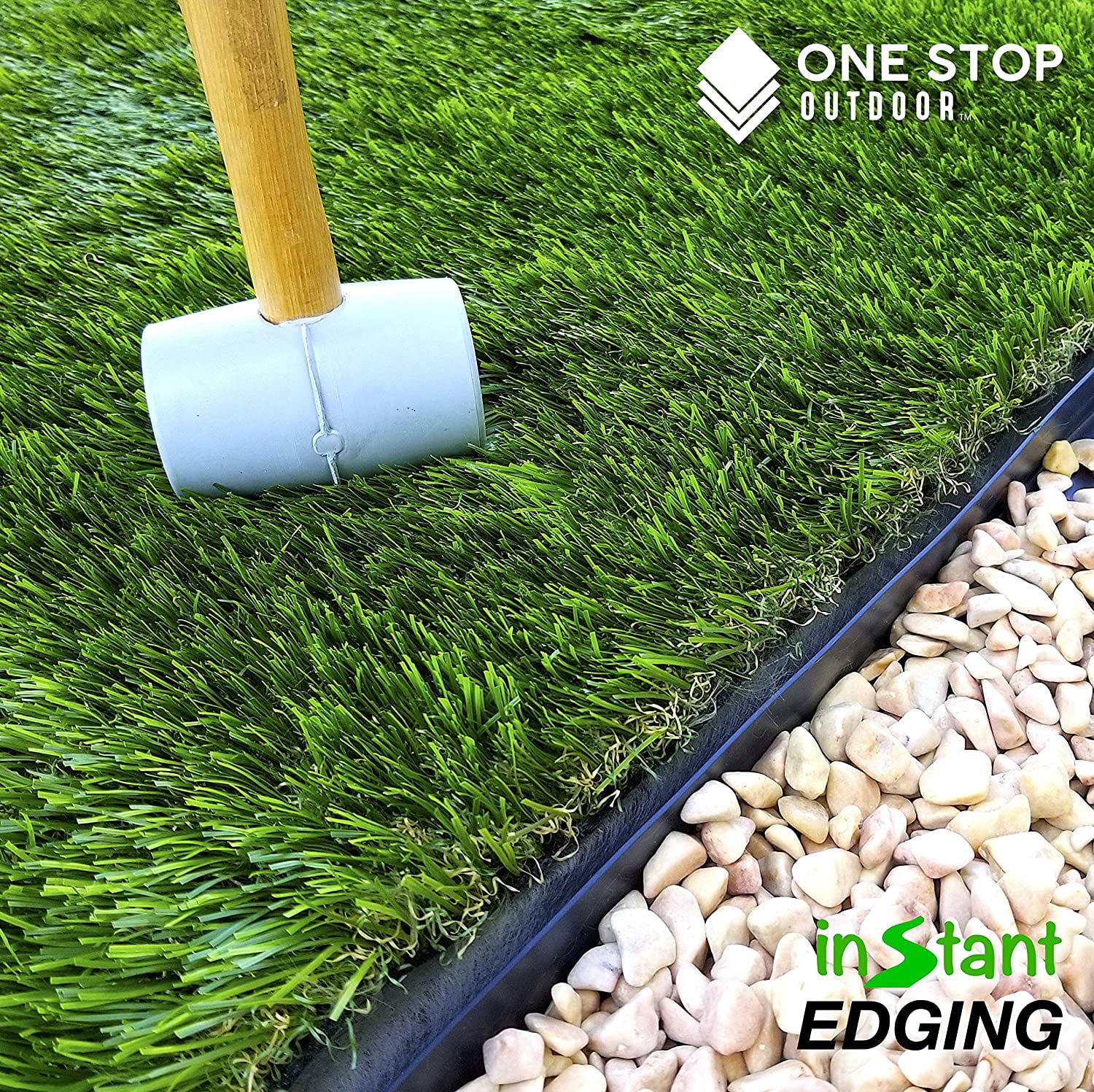 One Stop Outdoor Instant Edging - 30ft No Dig Edging Kit, for Landscaping, and Flower Gardens - Includes 30 Edging Stakes (30ft' Edging Kit)