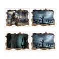 thumbnail image 2 of Bewildely Pegatinas de pared rotas de Halloween de Zombie de terror, decoración tridimensional para el hogar, calcomanías de monstruo de PVC, papel Kits de decoración para fiestas KM313 Bewildely HA068226-02, 2 of 6