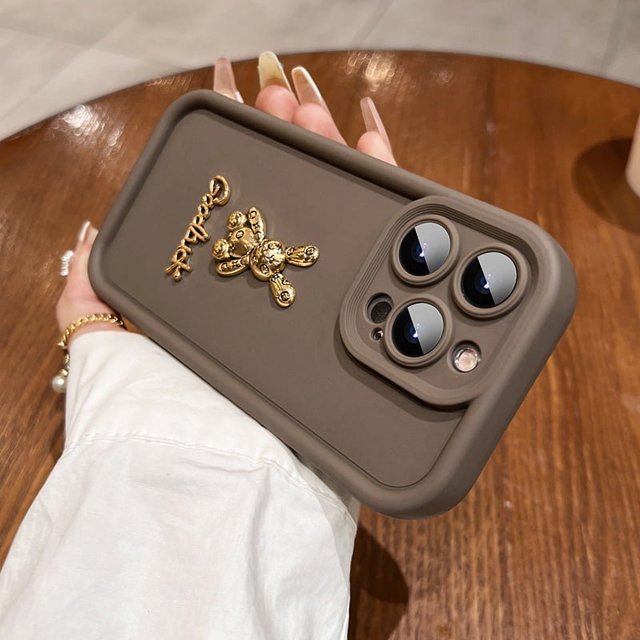 3D Cute Golden Rabbit Silicone Soft Phone Case For iPhone 15 16 Pro Max 14 13 12 11 XS XR 7 8 Plus Shockproof Candy Matte Cover tzw