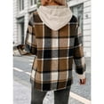 thumbnail image 7 of Lenpel Hoodies for Women Casual Long Sleeve Drawstring Patchwork Plaid Hooded Sweatshirts Fashion Fall Winter Clothes(Beige,Large), 7 of 7