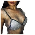 thumbnail image 3 of Summer Savings Clearance LINGLANG Womens Tops Summer 2025 Sexy Rhinestone Mesh Tank Crop Blouse T Shirts, 3 of 4