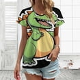 thumbnail image 3 of Cute Dinosaur Cartoon Women's Blouse Short Sleeve Women's Top T-Shirt Spring Summer Clothes, 3 of 7