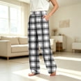 thumbnail image 4 of hotojiny Unisex Kids Pants Boys Girls Comfortable Plaid Bottoms Loose Fit Elastic Waist Soft Trousers for Christmas(Black,11-12 Years), 4 of 7