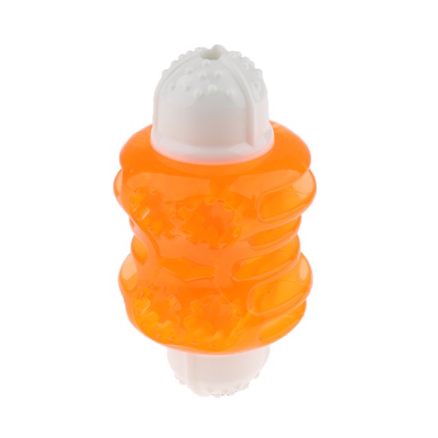 Juguete para perros Sunnimix Mordedor Barbell de goma Chillón naranja