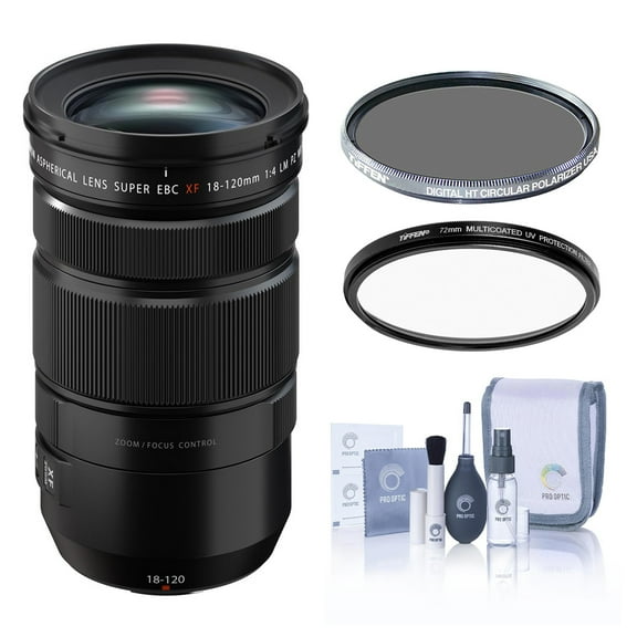 Fujifilm XF 18-120mm f/4 LM PZ WR Lens, Black, Bundle with Tiffen 72mm UV and CPL Filters