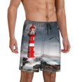 thumbnail image 2 of Easygdp 3d Lighthouse in the Surf Men's Short Pajama Pants, Sleep Shorts, Household Pants, Casual Pants with Pockets - 4X-Large, 2 of 9