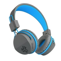 JLab Neon Bluetooth Folding On-Ear Headphones, Wireless Headphones, Blue, 30 Hour Bluetooth Playtime, Noise Isolation, 40mm Neodymium Drivers, C3 Sound - Gray/Blue