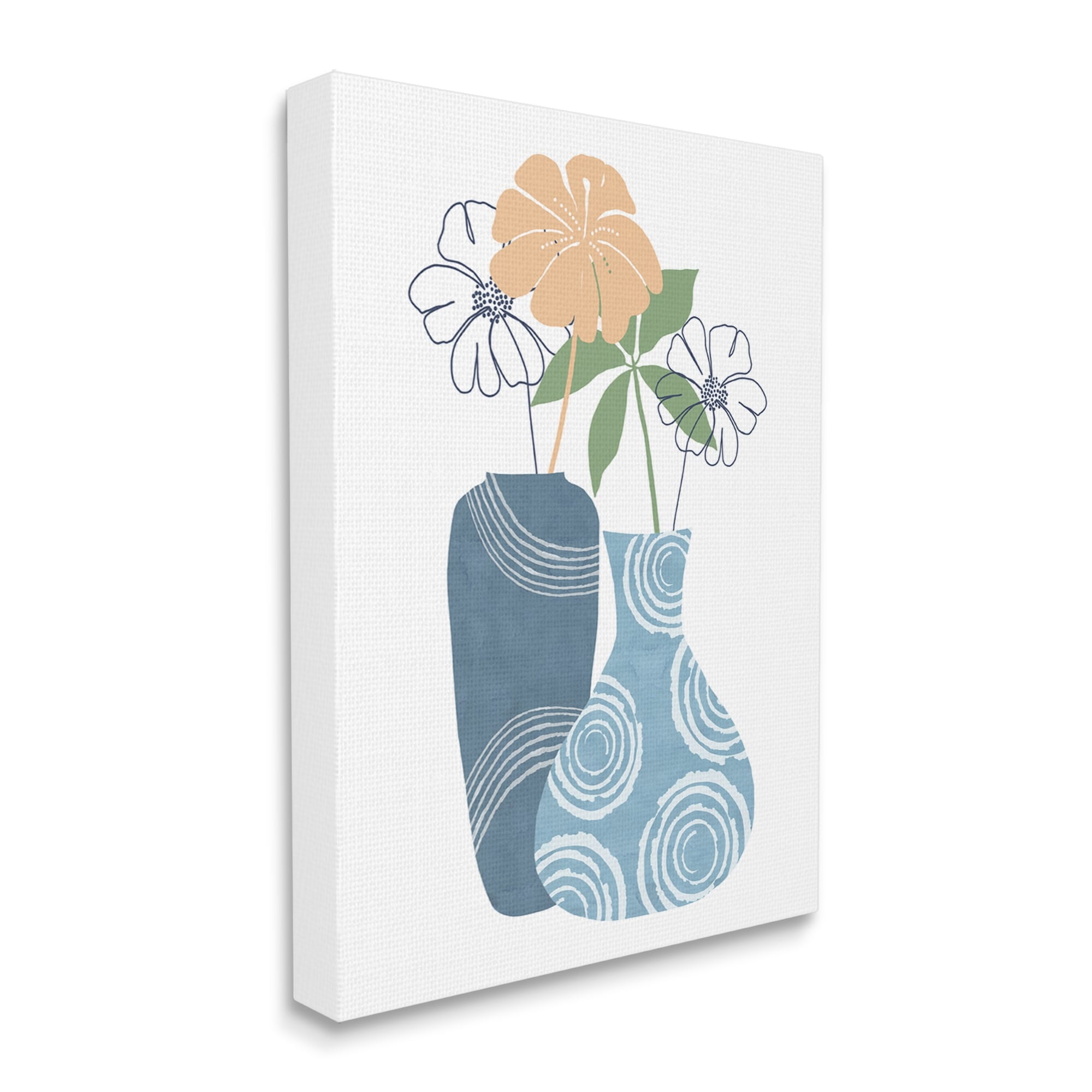 Stupell Industries Blue Circle Pattern Layered Flower Lines Collage Canvas Wall Art, 16 x 20, Design by Nicholas Holman