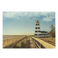 thumbnail image 1 of Lighthouse Cutting Board, Sandy Coastal Beach with Lighthouse Sea Waves Wind Wooden Fence Pine Tree Clouds, Decorative Tempered Glass Cutting and Serving Board, Large Size, Multicolor, by Ambesonne, 1 of 1